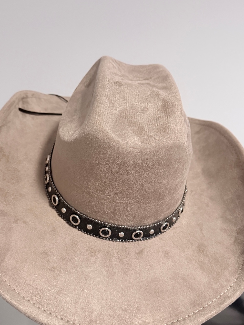 Taupe Suede Western Hat with Studded Band